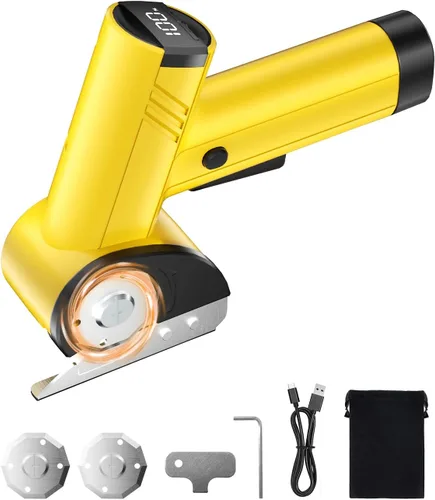Miniatura 2 de Tijeras eléctricas inalámbricas, cortador de caja de cartón recargable, tijeras de tela potentes de 4 V con 2 cuchillas de seguridad, cortador