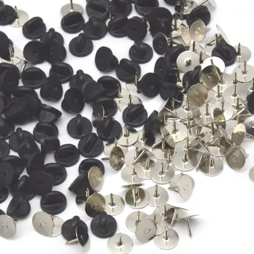 Miniatura 5 de Juego de 200 unidades/100 pines de goma de 0.394 pulgadas con pines de metal en blanco, tapa para pines de solapa, broches, corbatas, sombreros