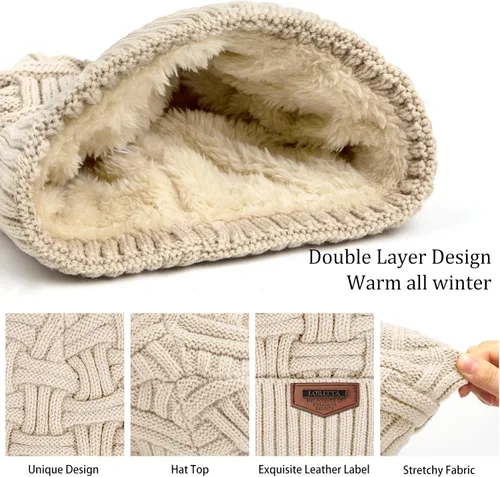 Miniatura 81 de Loritta Gorro de invierno cálido de punto grueso y holgado para hombre