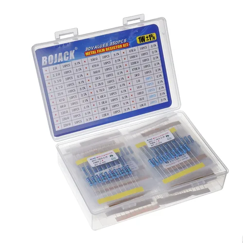 Miniatura 2 de BOJACK Kit de resistencia de 30 valores de 350 piezas, 1 ohmio - 1M ohmios con 1% surtido de resistencias de película metálica de 1 W