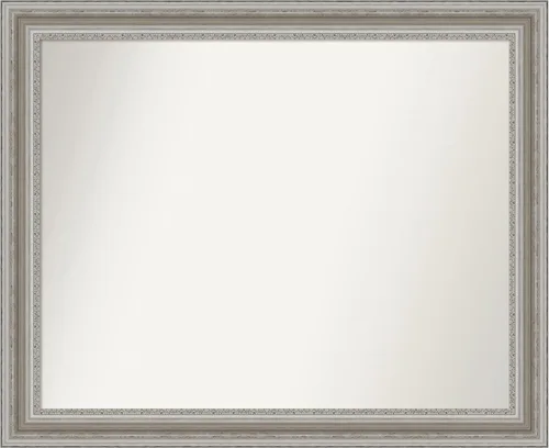 Miniatura 189 de Amanti Art Espejo de baño plateado para sobre el fregadero, 26 x 26 pulgadas, espejo cuadrado de plata antigua, marco de madera tradicional mediano