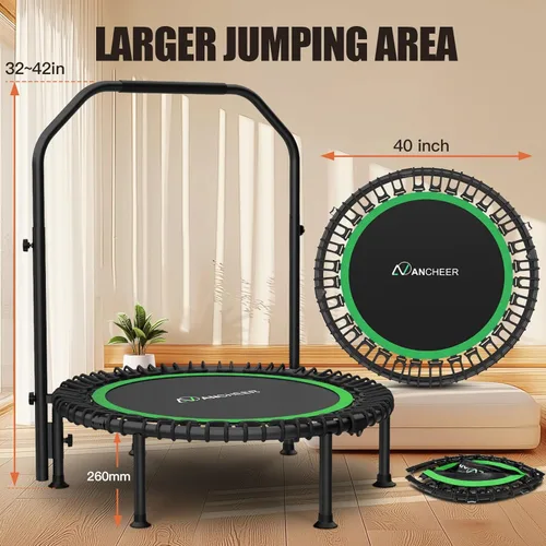 Miniatura 7 de ANCHEER Rebounder Trampoline 40"/48" Bungee Rebounder with 4-Level Adjustable Handle, Max 400-450 LBS Heavy-Duty Fitness Trampoline, Waterproof