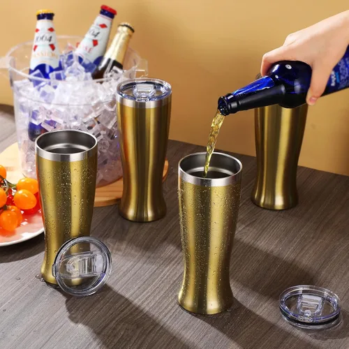 Miniatura 5 de Geetery 4 vasos de cerveza de acero inoxidable para hombres de 20 onzas, taza de cerveza de doble pared, taza aislada al vacío, regalos para café