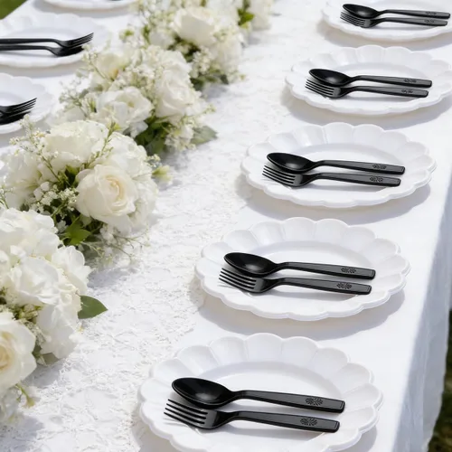 Miniatura 5 de 200 Count Black Plastic Spoons, Heavy Weight Disposable Spoons Cutlery Plastic Utensils, Black Plastic Silverware Bulk