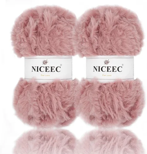 Miniatura 63 de NICEEC Hilo de Pelo Sintético Super Suave, Grueso y Esponjoso, Hilo de Pestañas para Crochet y Tejido (Longitud Total 192m/9.1kg) - Otoño/300g
