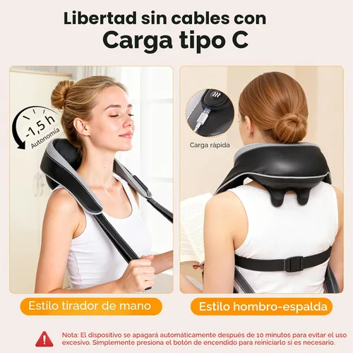 Miniatura 6 de 6D Masajeador de Cuello para Alivio del Dolor de Tejido Profundo, Masajeador Shiatsu de Amasamiento para Cuello y Hombro con Calor, Masajeador