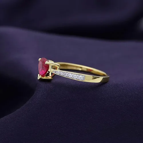 Miniatura 4 de AFFY Anillo de compromiso con corazón solitario de oro amarillo de 14 quilates sobre plata de ley