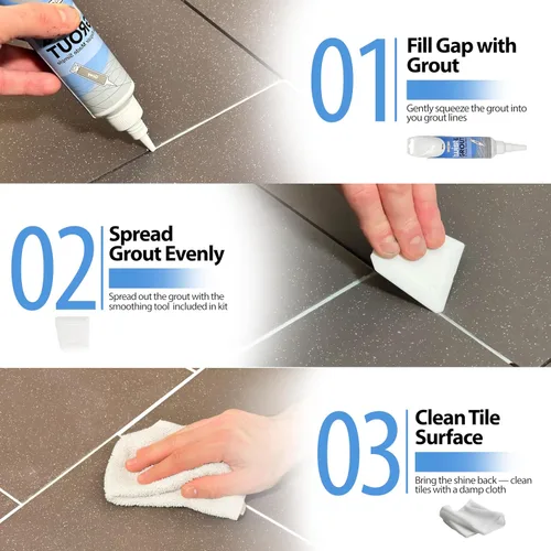 Miniatura 6 de Floor-Fix Pro Twist & Grout Kit de reparación – Reparación de lechada impermeable premezclada & Alternativa de bolígrafo de pintura de lechada