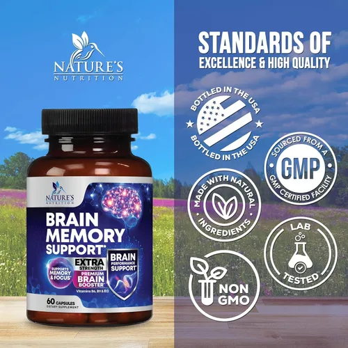 Miniatura 4 de Píldoras de suplemento de memoria cerebral, nootrópicos de fuerza 3X para concentración, claridad y apoyo de enfoque, salud cerebral, vitaminas