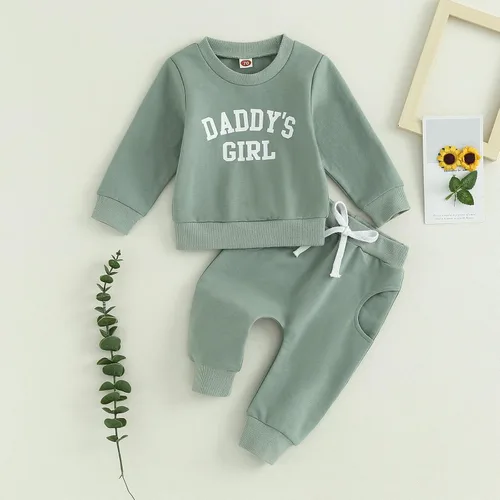 Miniatura 2 de FIOMVA Daddys - Conjunto de 2 piezas para bebé y niña, sudadera con pantalones para otoño e invierno