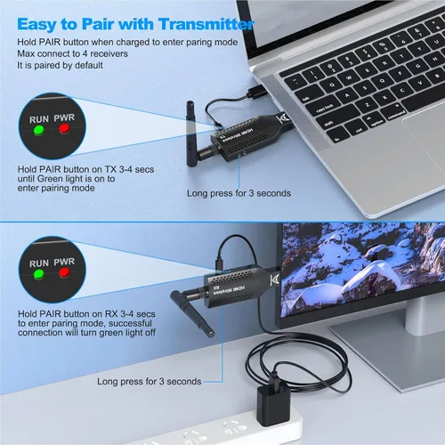 Miniatura 5 de Receptor HDMI inalámbrico, decodificación 4K, salida 1080P, extensor HDMI, Plug and Play, 492.1 ft/500 pies, para transmisión de video a