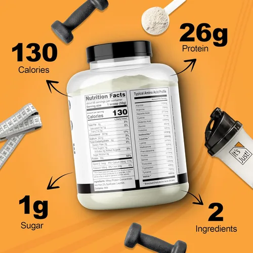 Miniatura 5 de It's Just! - Concentrado de proteína de suero 100%, fabricado en Estados Unidos, WPC-80 premium, sin sabores añadidos ni edulcorantes artificiales