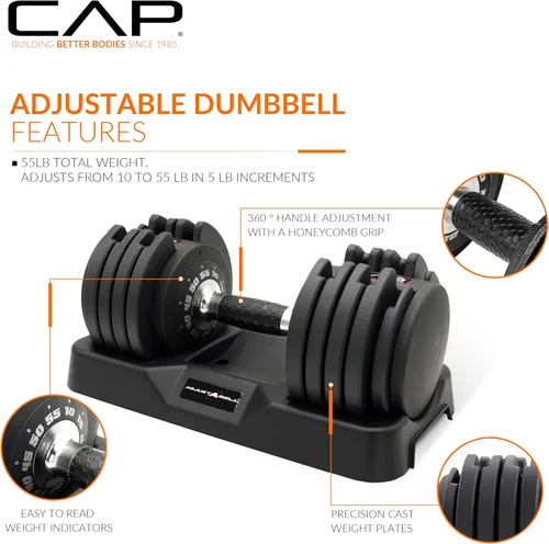 Miniatura 23 de CAP ADJUSTABELL - Juego de mancuernas ajustables de selección rápida de primera calidad para entrenamiento de fuerza, individuales y pares, 12.5