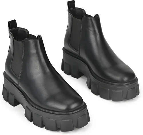 Miniatura 2 de Botines con cordones Chelsea Combat Chunky Plataforma para mujer en Negro (ROTA)