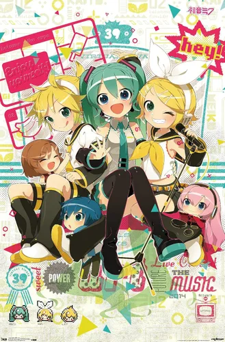 Hatsune Miku - Póster de pared Hey de 22.4 pulgadas de largo x 14.7 pulgadas de ancho, versión premium sin marco