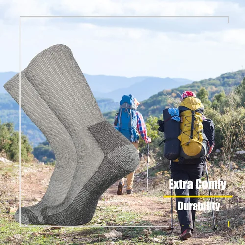 Miniatura 4 de SOX TOWN Calcetines de lana merino que absorben la humedad para exteriores senderismo senderismo calcetines para hombres paquete de 4