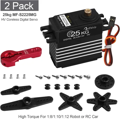 Miniatura 2 de Paquete de 55.1 lbs servomotor digital de alto par RC servo engranaje de metal completo impermeable con brazo servo 25T para RC Car Crawler Robot