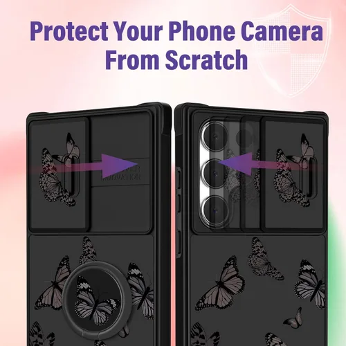 Miniatura 4 de Funermei para Samsung Galaxy S22 Ultra Funda - Funda de Teléfono con Mariposas Lindas para Mujeres y Chicas, Bonita y Kawaii, Diseño de Mariposa