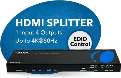 Miniatura 4 de OREI Divisor HDMI 1x4 2.0 con extractor de audio escalador 4 puertos con Full Ultra HDCP 2.4K a 60Hz y 3D compatible con control EDID - UHDS-104A