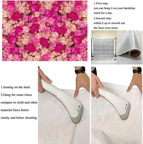 Miniatura 6 de Fondo de pared de rosas rojas y rosas rosas para el Día de la Madre, telón de fondo para fotografía de niñas, princesa, cumpleaños, baby shower