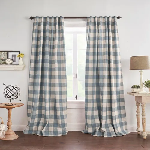 Miniatura 16 de Elrene Home Fashions Farmhouse Living Grainger Buffalo - Cortina opaca con diseño a cuadros para ventana, cortina para sala de estar y dormitorio