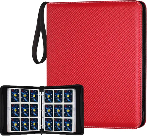 Miniatura 29 de GERMUN Carpeta de 4 bolsillos para tarjetas, carpeta de tarjetas de intercambio con cremallera premium, carpeta de colección de tarjetas de 400 4