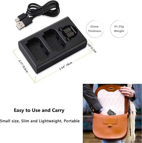 Miniatura 6 de Cargador de batería NP-FZ100, cargador de batería para cámara PHOLSY NP-FZ100, cargador USB dual BC-QZ1 para batería NP-FZ100 compatible con cámara
