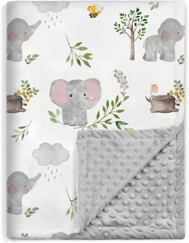 Miniatura 12 de BORITAR Manta de bebé para niños y niñas, súper suave de doble capa de minky con respaldo punteado, encantadora manta con diseño de animales