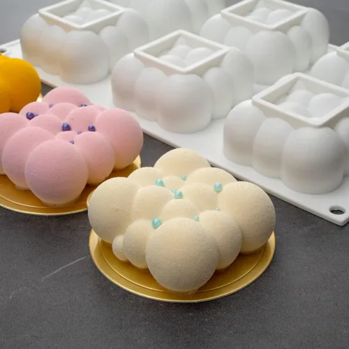 Miniatura 4 de Restaurantware Pastry Tek - Moldes de 6 cavidades, 10 moldes de burbujas listos para horno, flexibles, congelables, silicona blanca, fácil