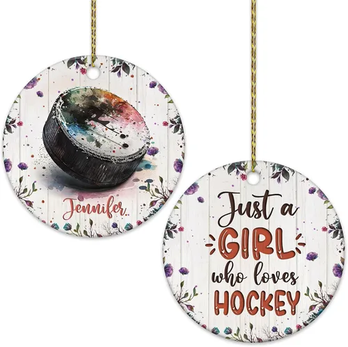 Miniatura 10 de Hyturtle Adorno de Navidad personalizado para amantes del béisbol, adorno de cerámica con nombre personalizado de Just A Girl Who Loves Baseball