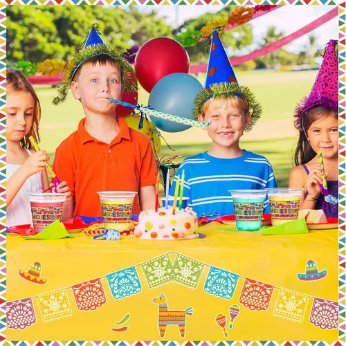 Miniatura 4 de Sumind 100 tazas mexicanas de plástico de 12 onzas para decoración de fiesta del Cinco de Mayo, tazas desechables transparentes para fiestas, tacos