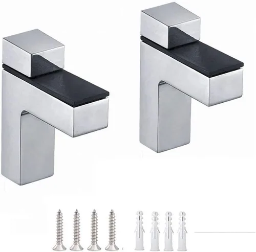 Miniatura 3 de Soporte de pared ajustable de madera/vidrio de metal, 2 unidades o un par, níquel cepillado