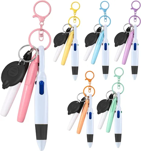 Miniatura 13 de 30 piezas de clip retráctil para bolígrafo de lanzadera con mini resaltador, bolígrafo de insignia de enfermera, marcador de neón, llavero LED, clip