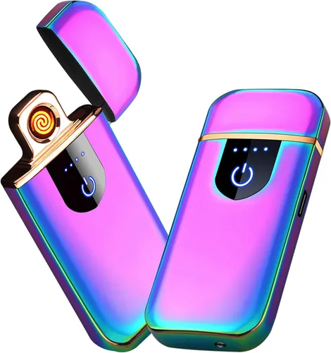 Miniatura 8 de Encendedor electrónico recargable por USB, encendido inteligente de doble cara, resistente al viento, plasma ligero, regalo portátil para novios