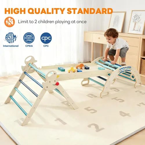 Miniatura 6 de DUMOS Pikler - Juego de triángulos para niños pequeños, juguetes de escalada y estructura de juego para interiores, juego de escalada Montessori