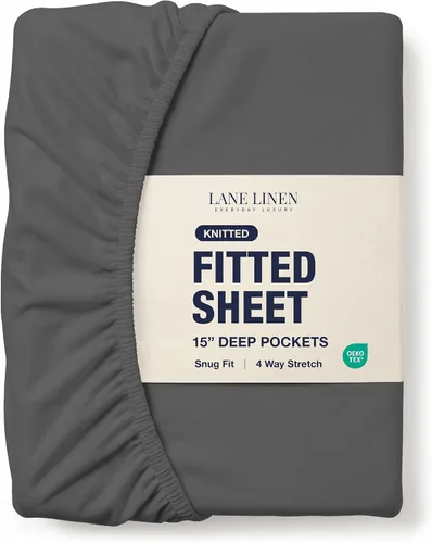 Miniatura 11 de Lane Linen Sábana Ajustable Individual Solamente - Sábana Inferior Individual de Punto Elástico en 4 Direcciones con Bolsillos Profundos - Se Adapta
