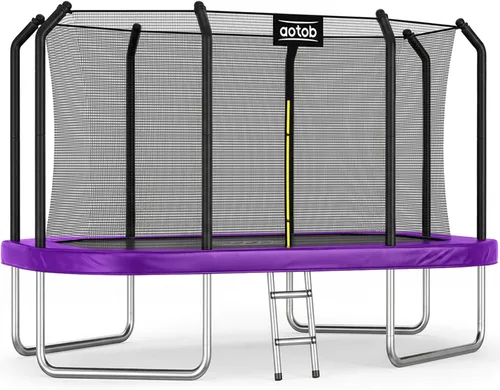 Miniatura 9 de AOTOB Trampolín rectangular de 12 pies/14 pies – Trampolines perfectos para exteriores para niños – Tranpoline estilo gimnasia con recinto