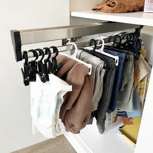 Miniatura 5 de Riel para colgar ropa de armario, barra de armario extraíble de 31.5 pulgadas de longitud, riel de ropa de armario, organizador de armario