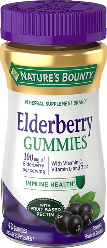 Nature's Bounty Gomitas de saúco, apoyo inmunológico, contiene vitamina A, C, D, E y zinc, 40 gomitas