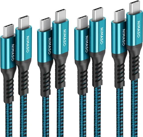 Miniatura 8 de NIMASO Paquete de 4 cables USB C a USB C de 60 W [10 pies+6.6 pies + 3.3 pies + 1 pie], cable de carga USB tipo C compatible con Samsung Galaxy Azul