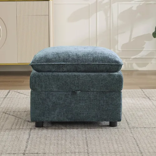 Miniatura 43 de Otomana cuadrada grande de 27 pulgadas con almacenamiento, reposapiés tapizado moderno con patas antideslizantes para sofá, mesa de café, sala
