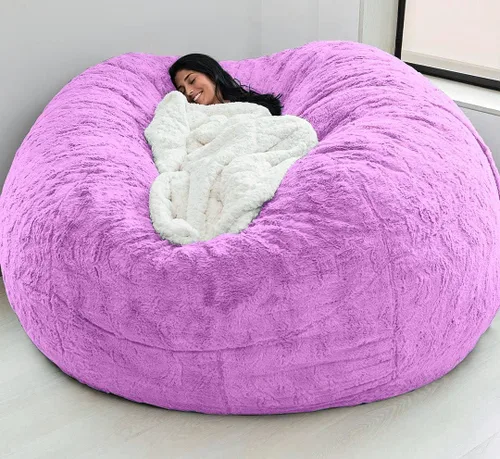 Miniatura 24 de Funda para silla tipo puf de piel gigante para niños y adultos, (sin relleno), muebles de sala de estar, grande, redondo, suave, esponjoso, de piel