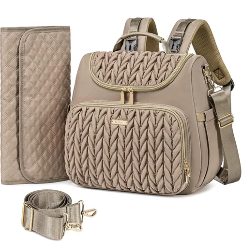 Miniatura 10 de Mochila de pañales Tealari convertible de 4 en 1, bolsa de pañales impermeable para bebé con cambiador, se convierte en bolso de mano para bebé, Gris