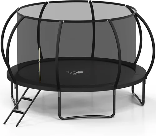 Trampolín para exteriores, trampolines de 10 pies con red de cierre y escalera, trampolín recreativo redondo para niños y adultos con aprobación