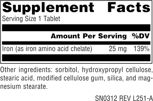 Miniatura 2 de Source Naturals Hierro, Quelato de Aminoácidos - Apoya la Producción de Energía* - 25mg - 100 Tabletas