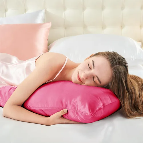 Miniatura 5 de Bedelite Funda de almohada de satén para el cuerpo, súper suave y refrescante, para el cabello y la piel, transpirable, sedosa y larga, 20 x 54 Rosa