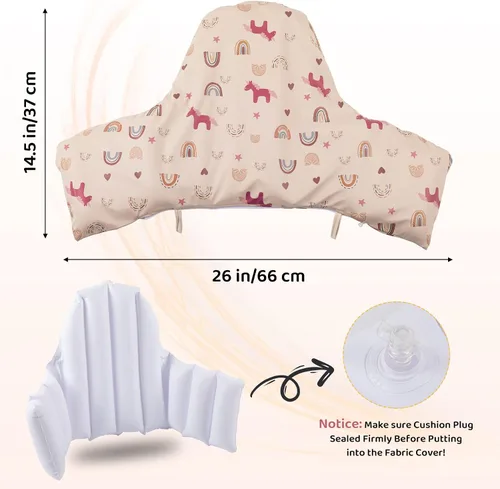 Miniatura 4 de Cojín para silla alta con funda para IKEA Antilop Bebés Niños Infantes Inflable y Reversible Cojín Inflable Integrado Rosa