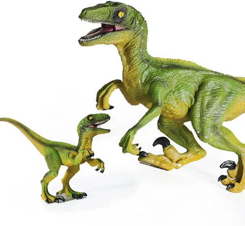 JR PARK 2 Piezas Juguetes de Dinosaurio, Figura de Acción de Dinosaurio Verde Velociraptor Grande de 15.5″, Juguetes de Dinosaurios Realistas