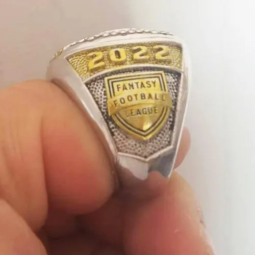 Miniatura 4 de Anillo de fútbol de fantasía 2022 Anillo de campeonato FFL pesado Trofeo de premio chapado en oro plateado para el ganador de la Liga de Fútbol