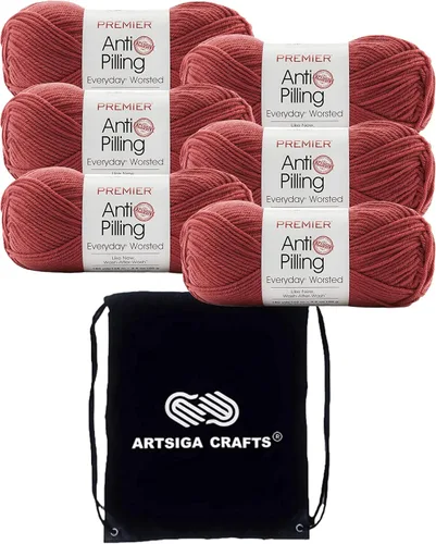 Miniatura 38 de Premier Yarns Everyday Anti-Pelusa Hilo Sólido Verde Pino DN100-8 (6-Madejas - Mismo Lote de Tinta) #4 Peso Estambre Acrílico para Tejer